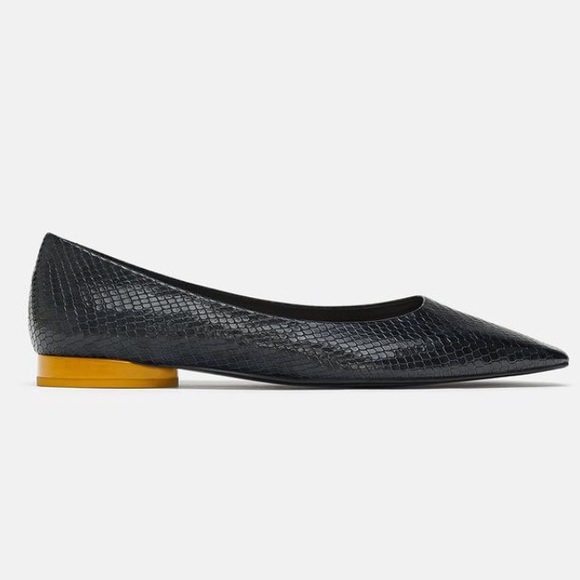 Zara Shoes - Square toe flats with yellow heels sz 7